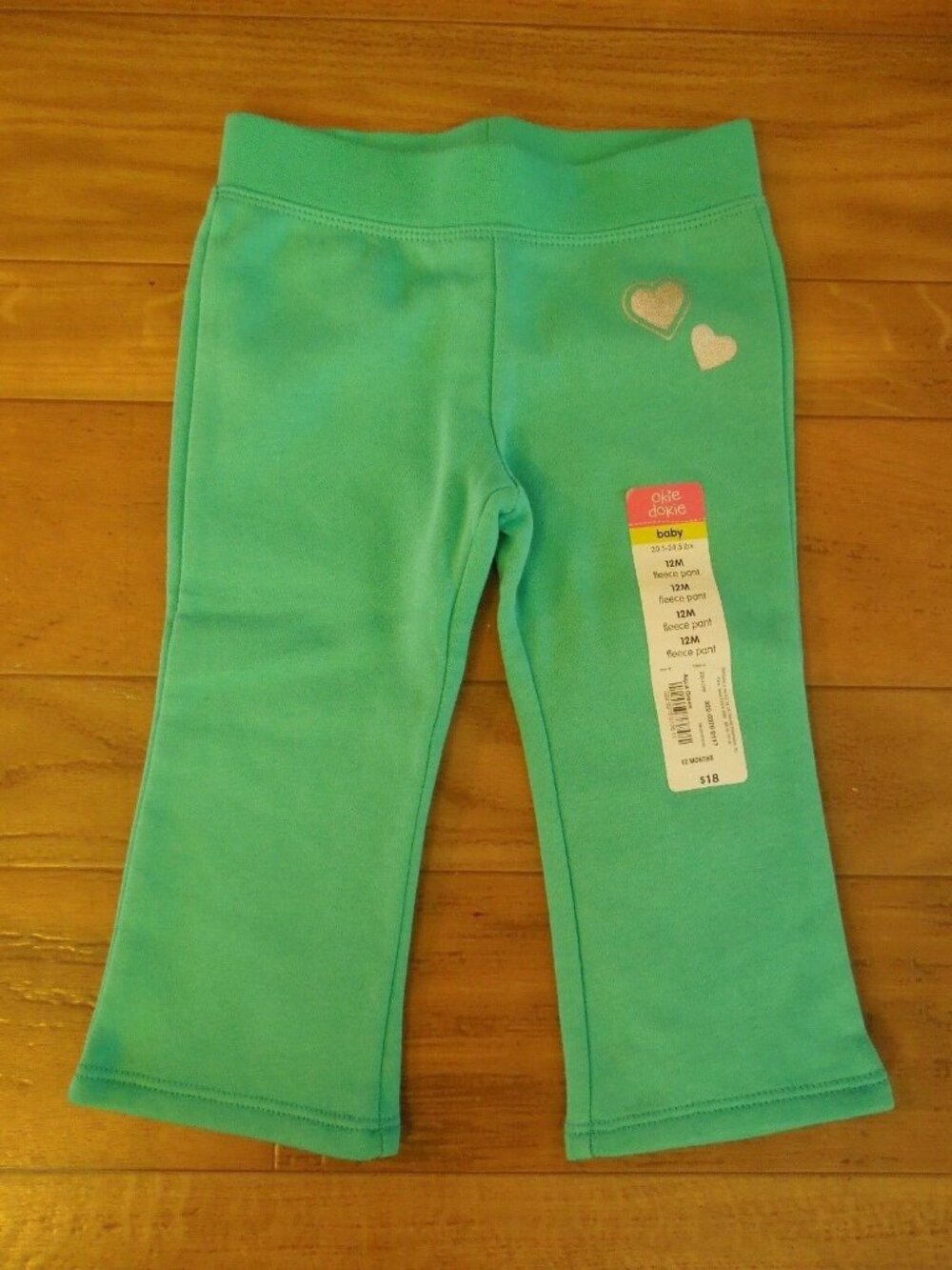 Okie Dokie Toddler Girls Green Fleece Sweat Pants Bottoms 12M